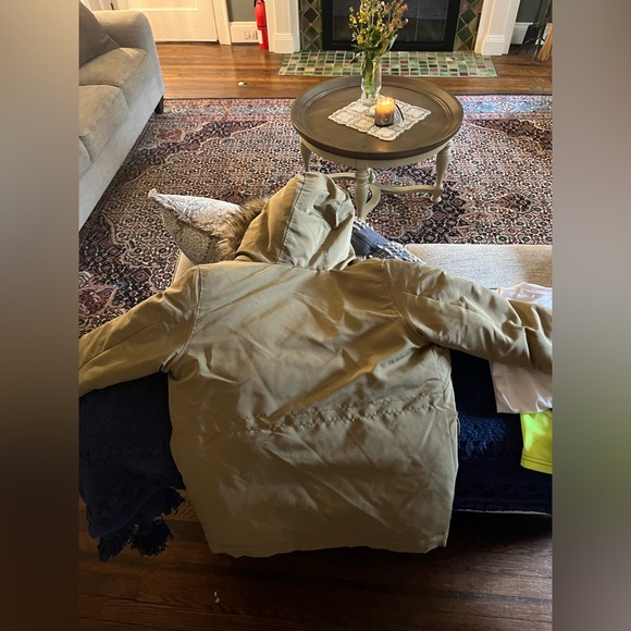 GAP Burgundy and Tan Parka with Fur Hood - Picture 3 of 6